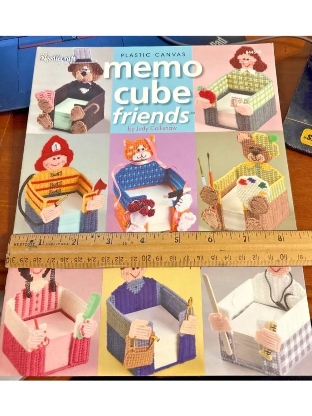 Vintage Plastic Canvas Memo Cube Friends Judy Collishaw Needlecraft Pattern Book